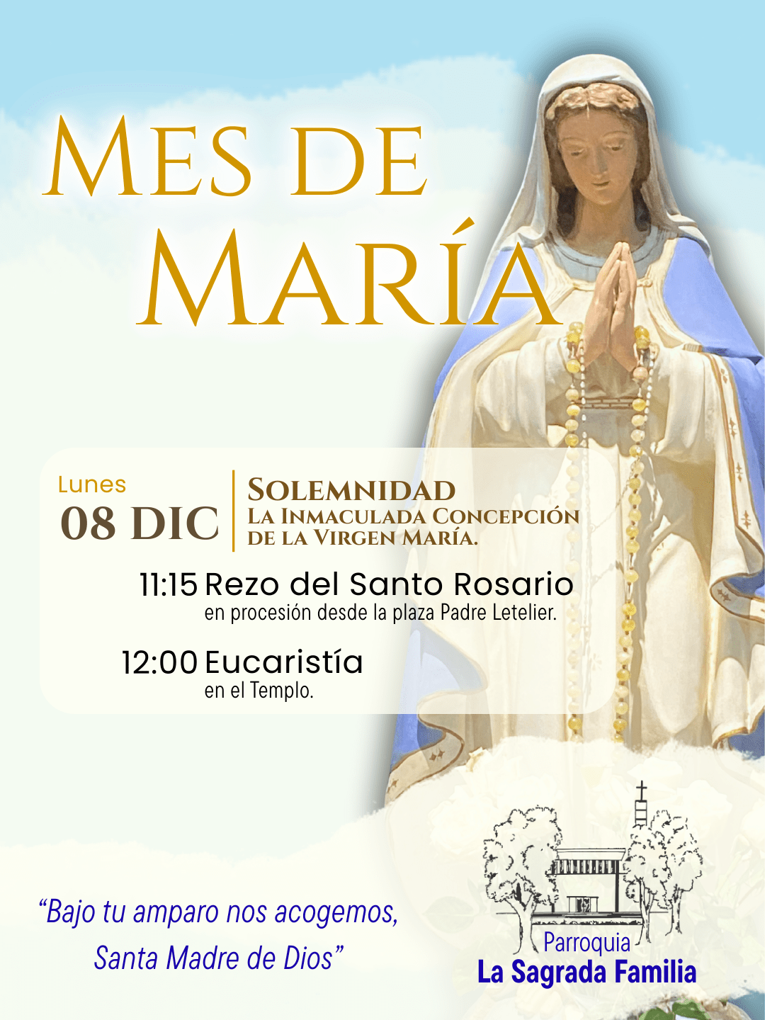 08 Dic. Solemnidad de la Inmaculada Concepción de la Virgen&nbsp;María